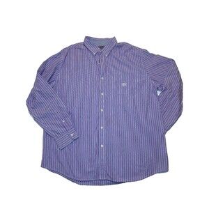 Chaps Multicolor Men's, Button Up Long Sleeve, Striped Purple Blue, XXL